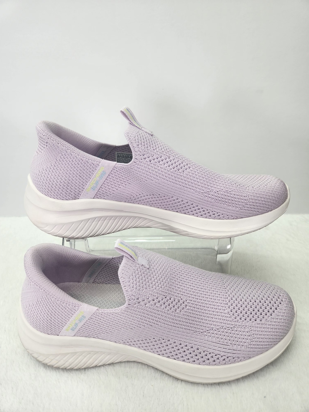 Skechers Lilac Knit Slip-On Sneakers for Women Size 9.5